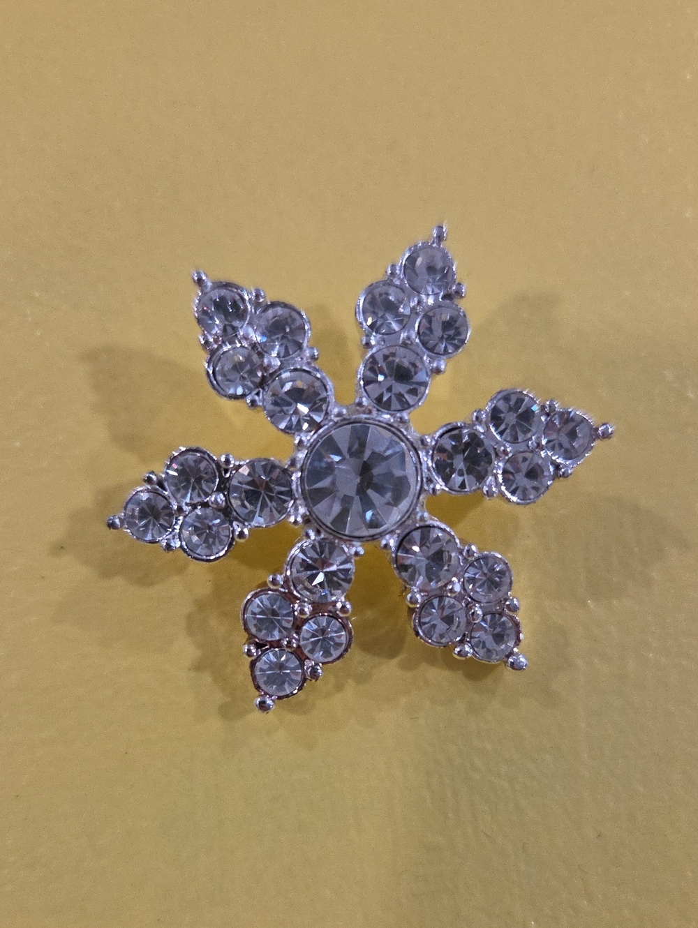 Crystal Snowflake Brooch - Silver Tone